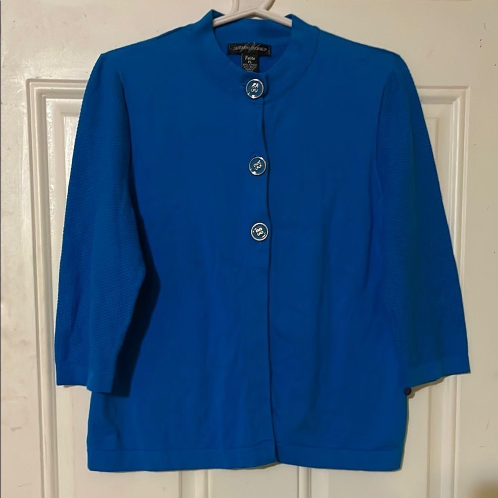 Bright Blue Button-Up cardigan DESIGNERS ORIGINALS Petite PL